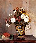 Camille Pissarro - Chrysanthemums In A Chinese Vase painting